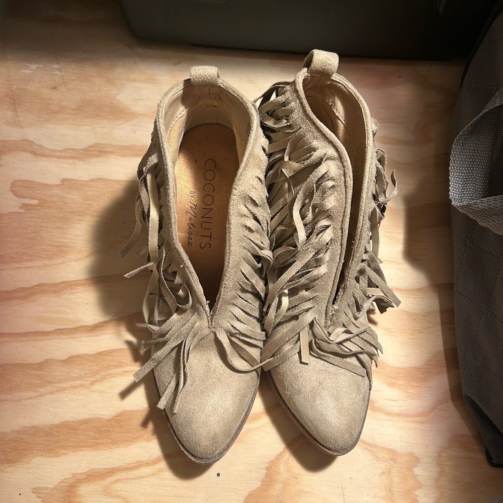 Coconuts by Matisse Fringe Ankle Booties - Beige
